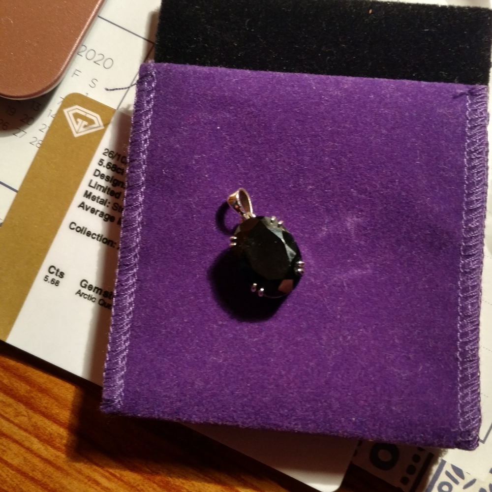 Black Spinel in sterling silver pendant